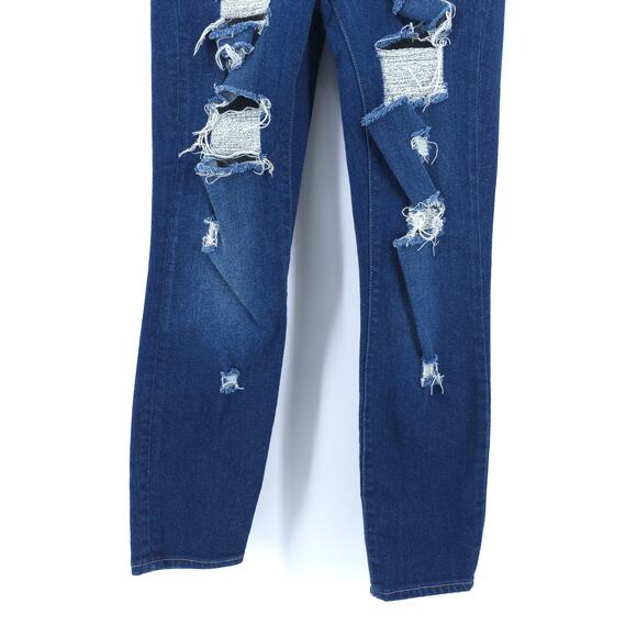 Gap 1969 Destroyed Dark Rinse High Rise True Skinny Ankle Jean Super Stretch 26 - Picture 4 of 11